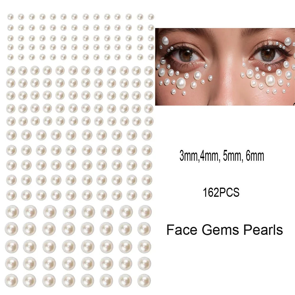 162/216/900pcs Eye&Face&Body Diamond Tattoos Stickers 3/4/5/6mm Colored Glitter Rhinestone Tattoo for Party Makeup Gem Accessory - Sun Studio