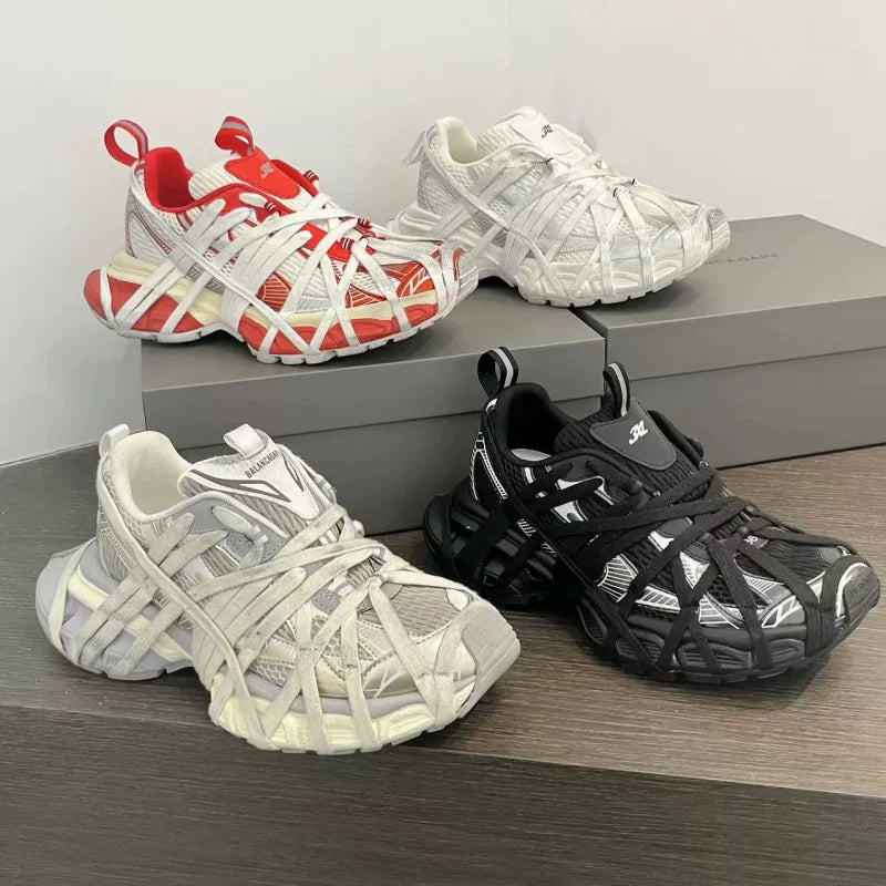 Large Size Casual Trainers Luxury Designer Unisex Shoes Chunky Heel Platform All Match Increasing Sport Runway Sneakers Female - Sun Studio
