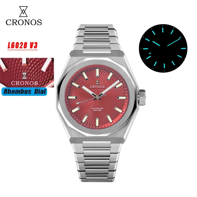 2025 Cronos L6028 New Dial Limited 39mm PT5000 See-through Caseback Men Automatic Wristwatches 10ATM Lumious V3 Watches for Men - Sun Studio