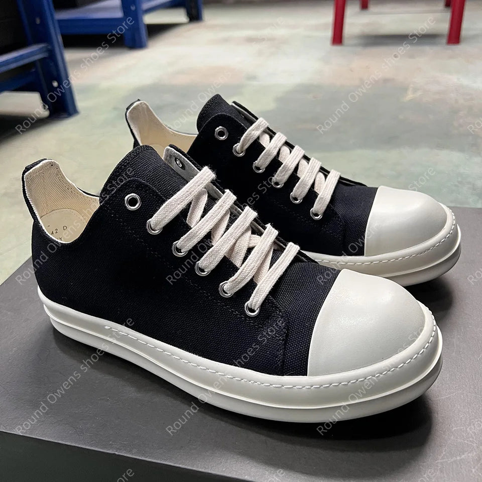 Casual Shoes Men Canvas  Low Top Quality Ro Lace Up Thick Sole Breathable Luxury Designer Classic Trainers Women Flat Sneakers