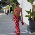 Sexy Folwer Print  3 Pieces Bikini Set 2024 Summer Beach Wear Brazilian Bikinis Swimsuit With Beach Skirt Swimwear Cover-up - Sun Studio