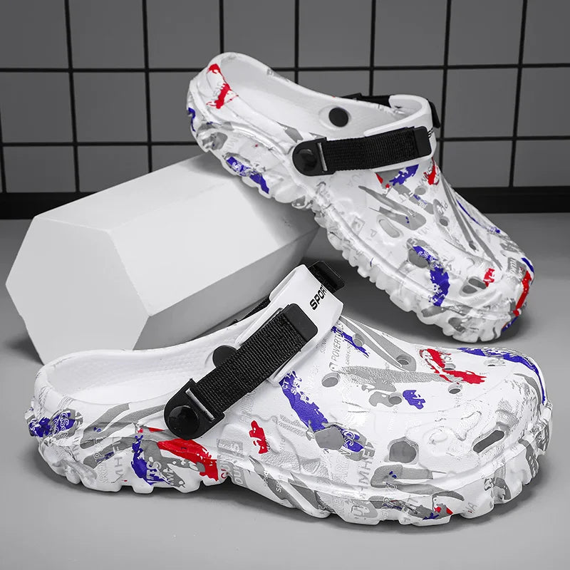 Big Size 47 Summer Men White Clogs Outdoor Garden Clogs Hole Shoes Male Casual Shoes Water Shoes Comfort Home Soft Slippers - Sun Studio