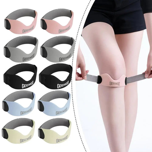 1pair Patellar Tendon Knee Strap Adjustable Silicone Compression Brace Shock Absorption For Basketball Running Pain Relief - Sun Studio