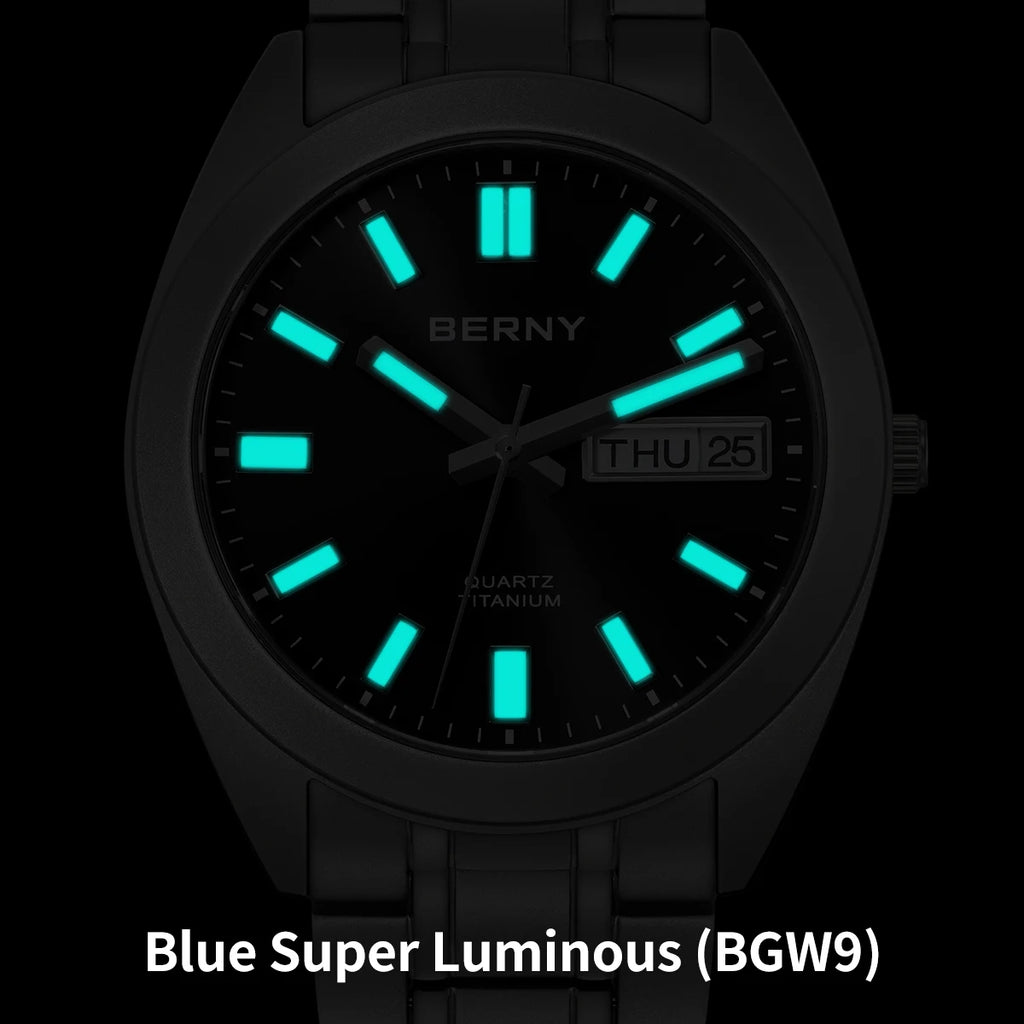 BERNY Titanium Watch for Men Supper Light Weight Wristwatch Super Luminous Sapphire 10ATM Waterproof Sport Field Quartz Watches - Sun Studio