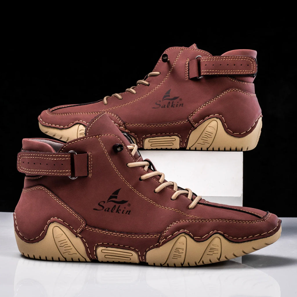 New 2025 Handmade Leather Casual Men Shoes Design Sneakers Man Breathable Leather Shoes Men Ankle Boots Outdoor - Sun Studio
