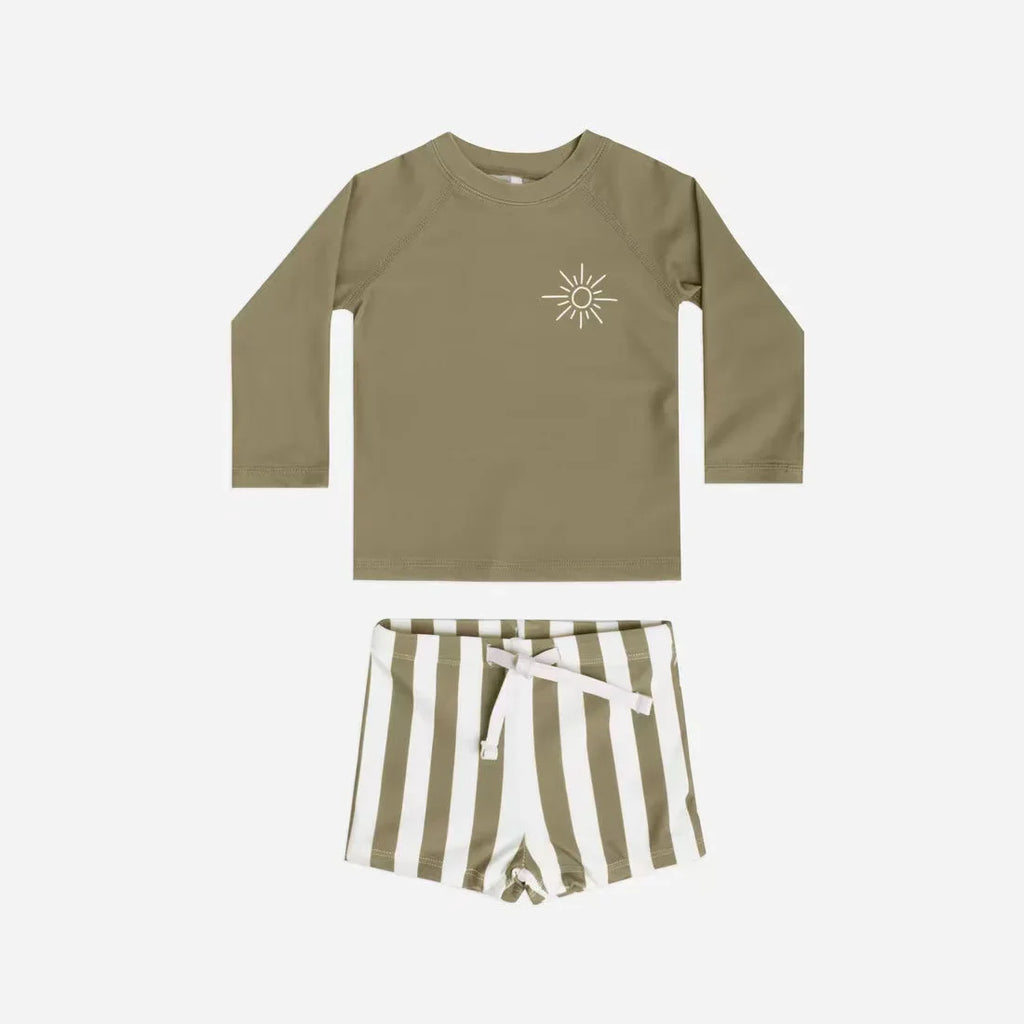 Korean Style Summer Baby Boy's Swimwear Sets Long Sleeve Round Collar Sunscreen Swimsuit+Swimming Trunks Seaside Vacation E6928 - Sun Studio