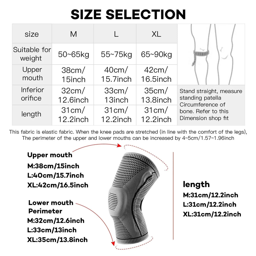 1PC Silicone Knee Pads Strap Patella Medial Support Meniscus Compression Knee Braces for Running Sport Knee Protection - Sun Studio