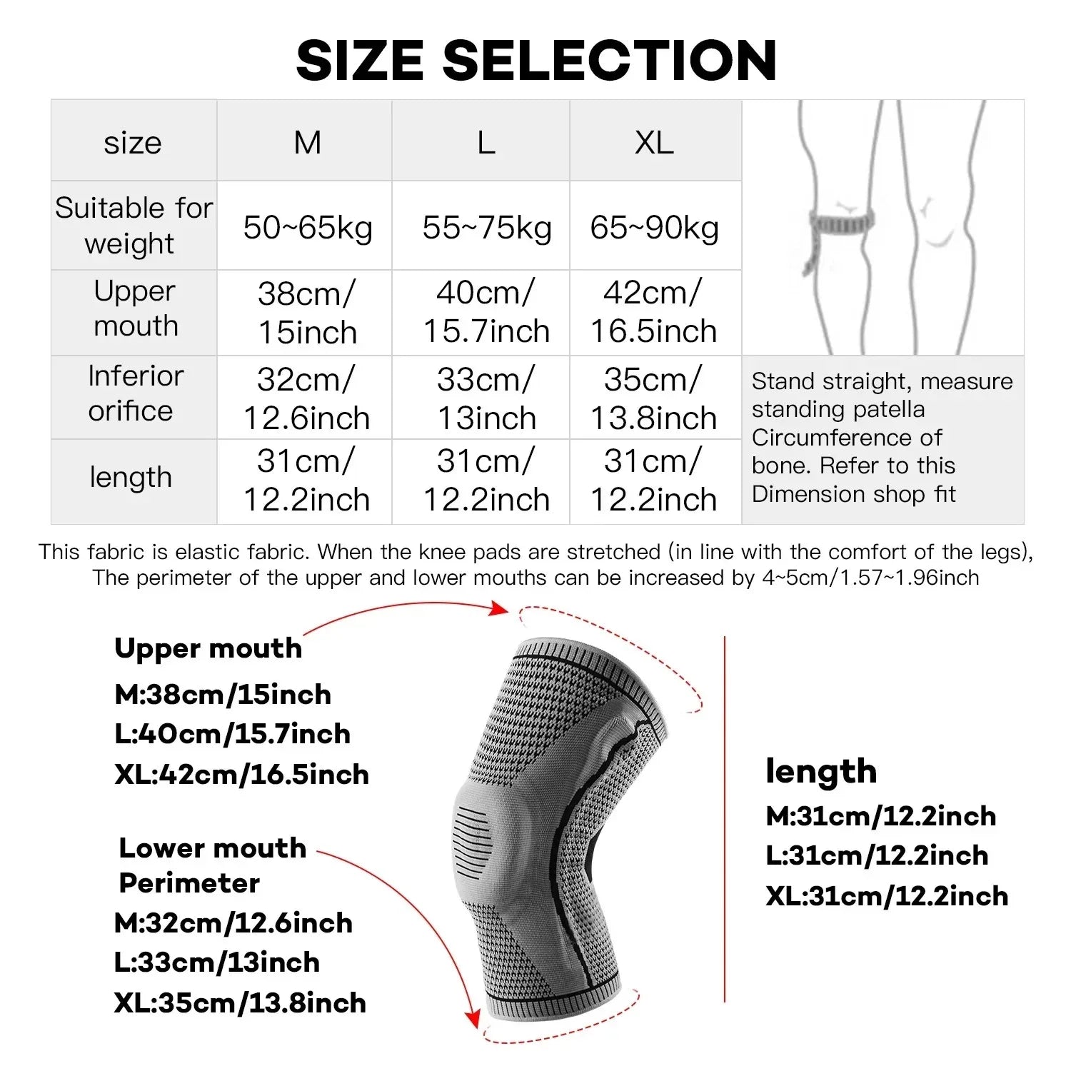 1PC Silicone Knee Pads Strap Patella Medial Support Meniscus Compression Knee Braces for Running Sport Knee Protection - Sun Studio