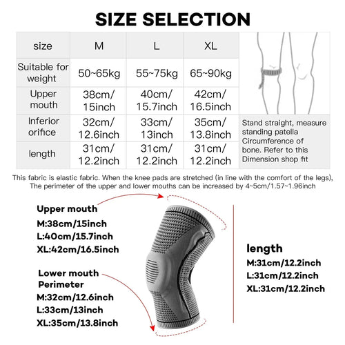 1PC Silicone Knee Pads Strap Patella Medial Support Meniscus Compression Knee Braces for Running Sport Knee Protection - Sun Studio