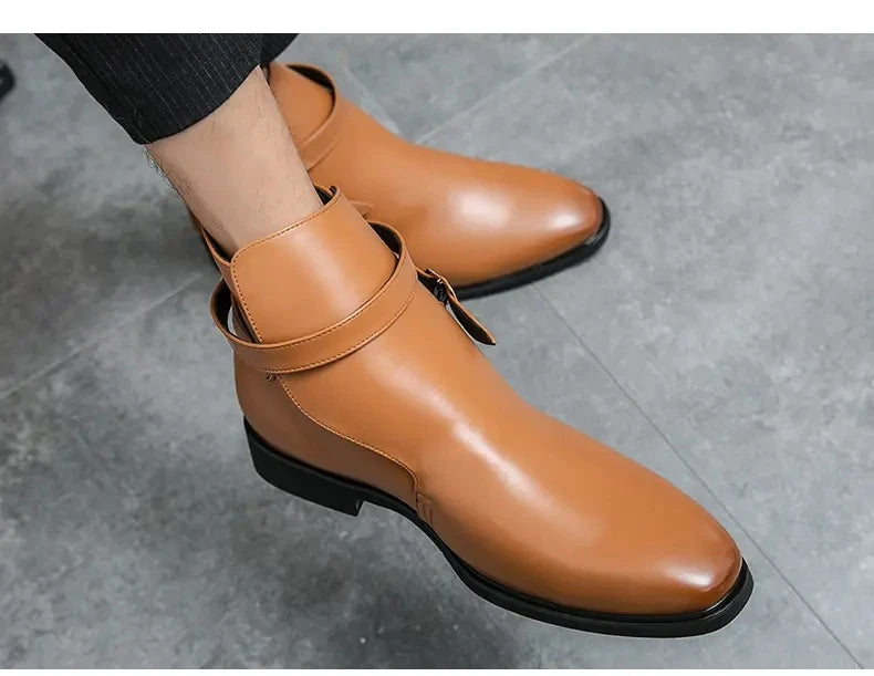 European Station New Men Pointed Chelsea Boot Side Buckle Casual Classic Size 38-48 Male Boots - Sun Studio