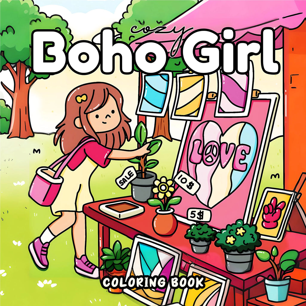 BOHO GIRL: Coloring Book for Adults Featuring Cute Cozy Daily Activities for Relaxation (Cozy Spaces Coloring) - Sun Studio