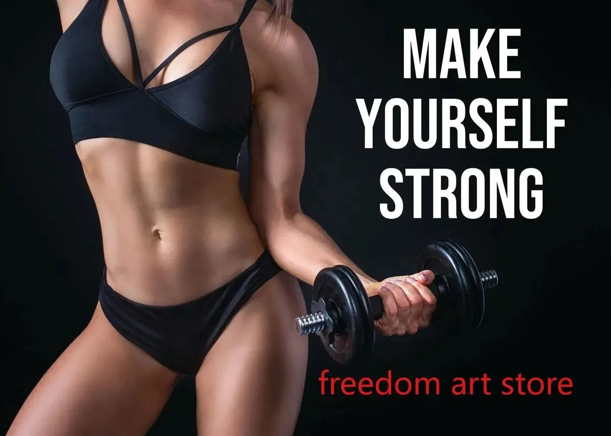 Gym Motivation Muscle Man Bodybuilding Fitness Strength Barbell Art Poster Canvas Painting Wall Print Picture for Home Gym Decor - Sun Studio