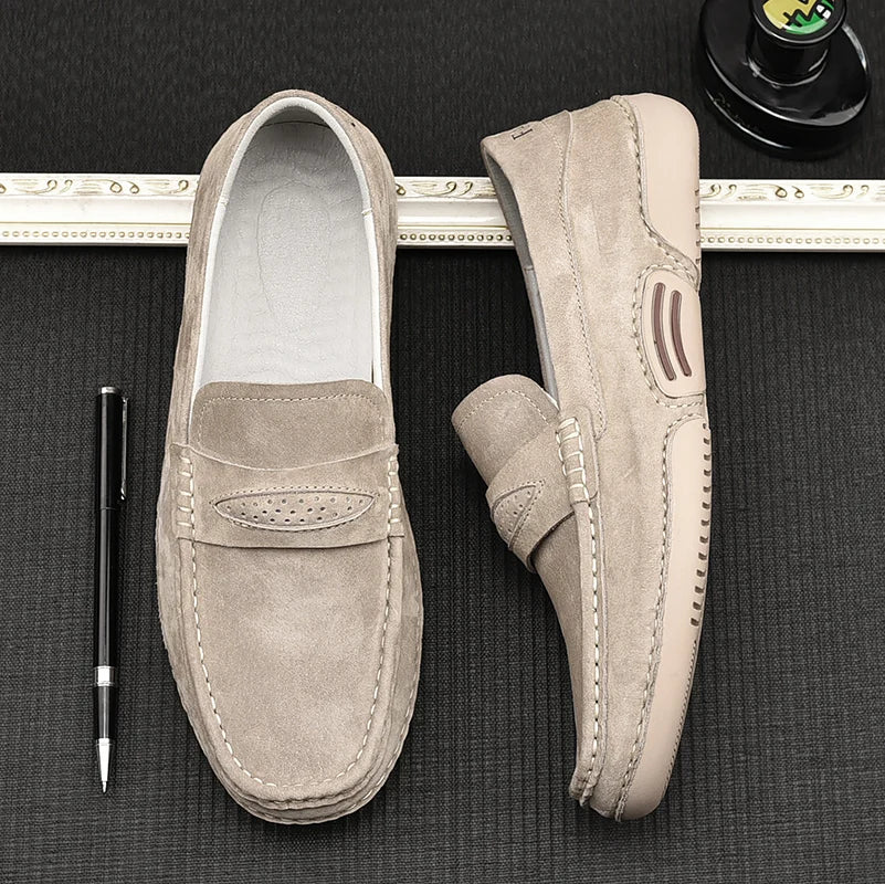 Quality Genuine Leather Shoes Men Loafers Slip On Soft Leather Casual Men Shoes Comfort Driving Shoes Men Flats Walking Footwear - Sun Studio