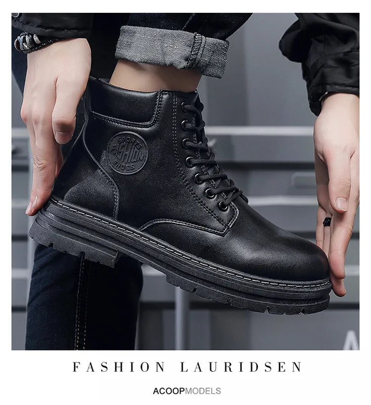 Men's Designer Motorcycle Boots Fashion Comfortable High Top Platform Work Boots Winter Hot Selling Mens Green Hiking Boots 2026 - Sun Studio