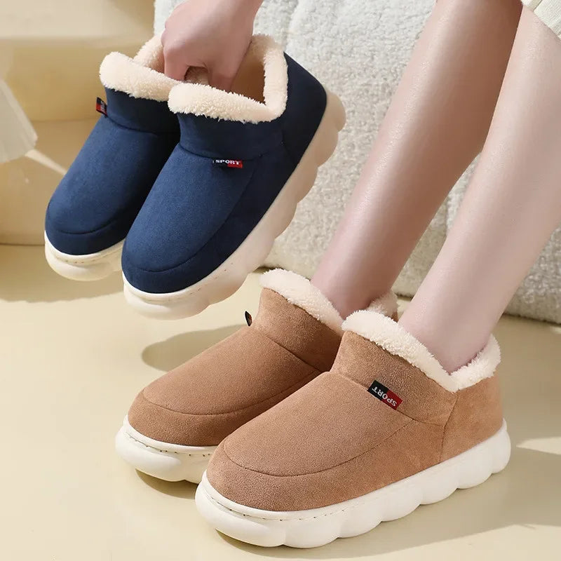 Warm Furry House Slippers Women Men Winter New Fashion Comfort Plush Slippers Home Indoor Outdoor Soft Thick Sole Cotton Shoes - Sun Studio