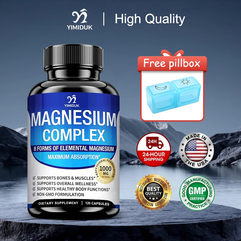 Magnesium Supplements, with Magnesium Glycinate, Magnesium Oxide, Support Stress Relief, Sleep, Heart Health, Nerves, Muscles - Sun Studio