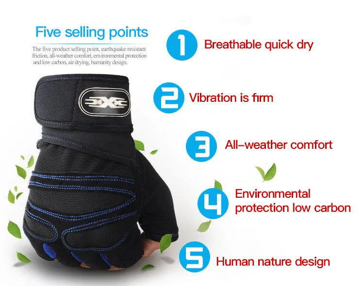 Gym Gloves for Men Women Fitness Weight Lifting Wristband Gloves Body Building Training Sports Exercise Cycling Glove Shockproof - Sun Studio