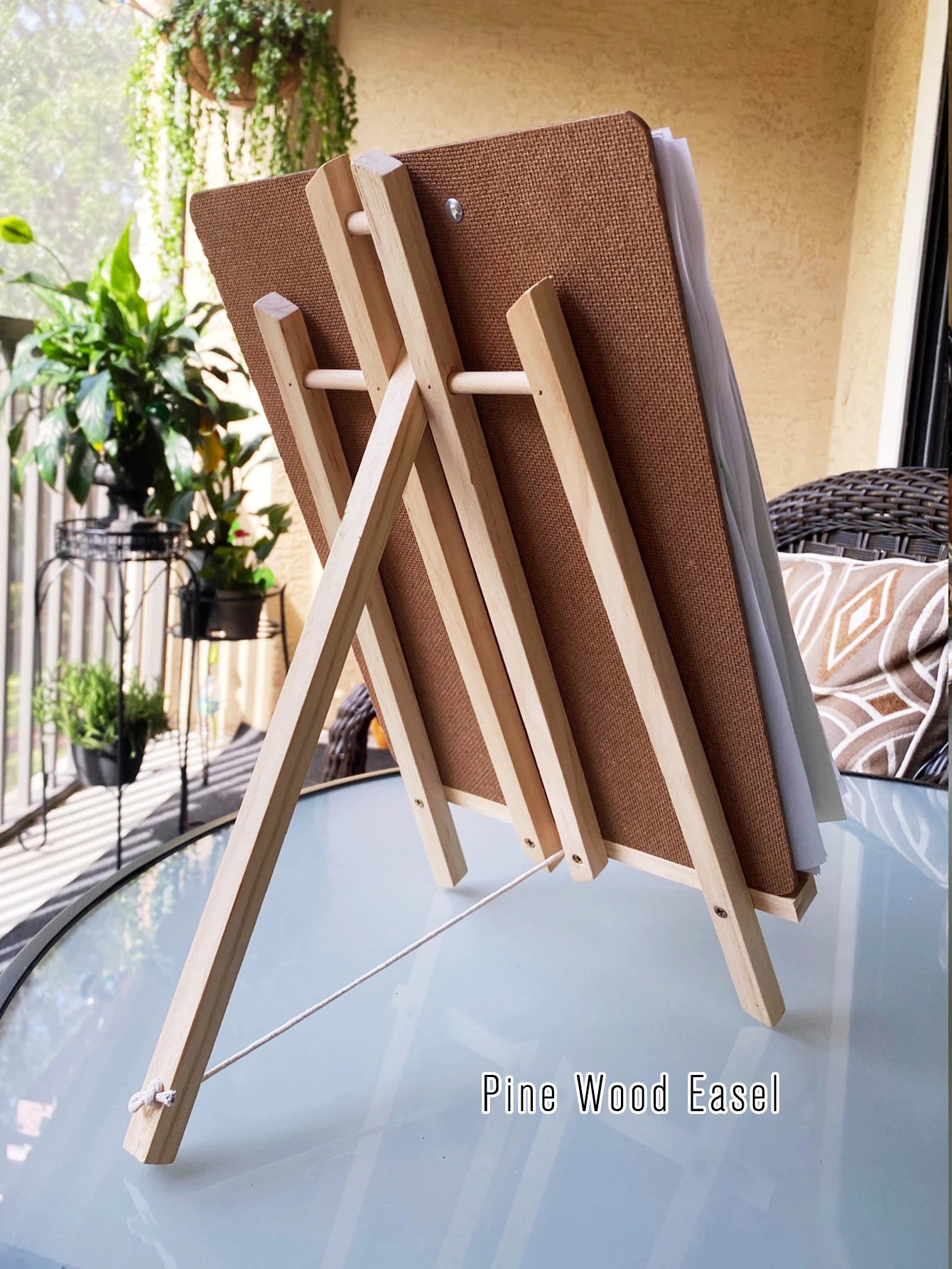1pc Wooden Trapezoidal Small Easel, Foldable Display Bracket On The Desktop, Painting Party Easel, Used For Painting Art Display - Sun Studio