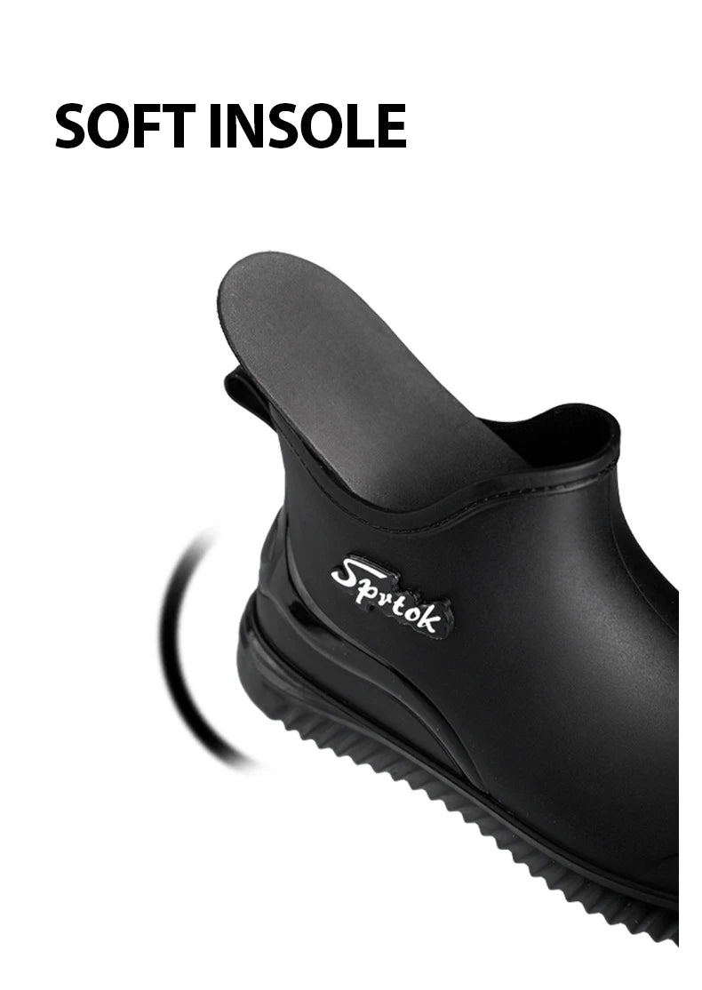 Couples Short Rain Shoes Fashion Light Waterproof Shoes Non-Slip Sports Korean Rain Boots - Sun Studio