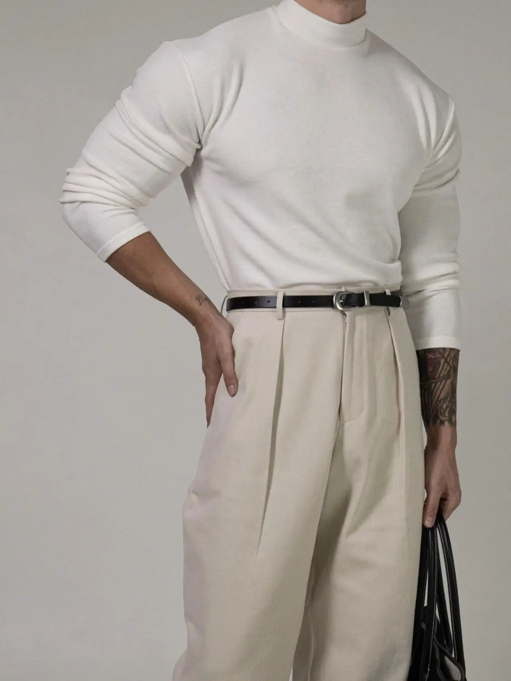 Fitness T-shirt Men's Clothes Spring Autumn Training Suit Threaded Turtleneck Slim Fit Sports Quick Dry Breathable Long Sleeves - Sun Studio