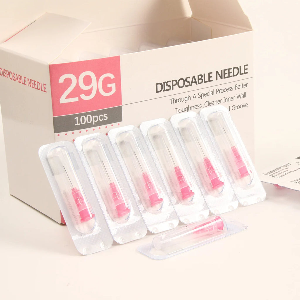100Pcs/Box Tattoo Small Painless Beauty Needle 30G13MM 32G4MM 34G8MM 29G13MM Superfine Sterile Injector Needle Eyelid Tools - Sun Studio