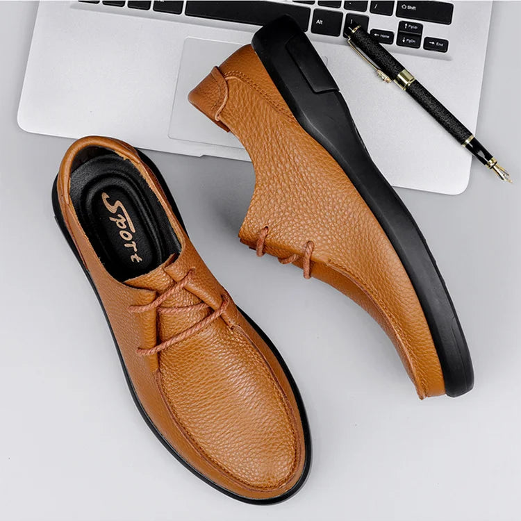 Casual Leather Shoes Men Loafers Trend Brand Business Shoes Autumn Slip on Flat Man Sneakes Comfortable Moccasins Zapatos Hombre - Sun Studio