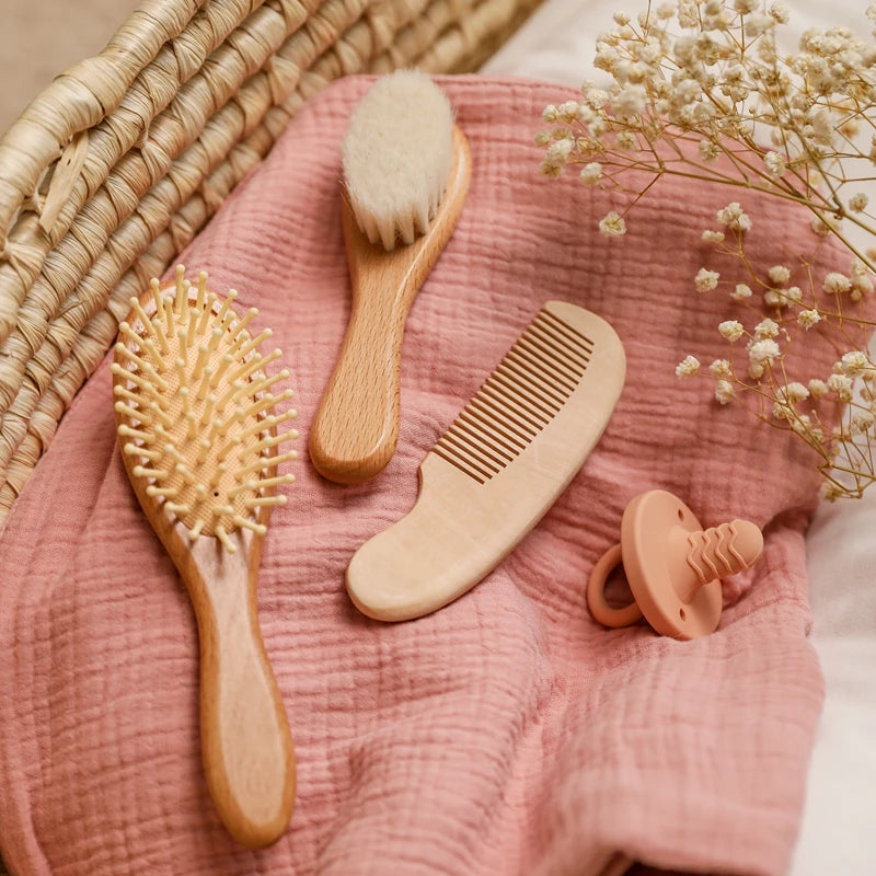 3pc Baby Hair Comb Mother-kids Hair Care Brush Baby Shower Tools Combs for hair Newborn Baby 0 12 Month Baby brush Care Utensils - Sun Studio