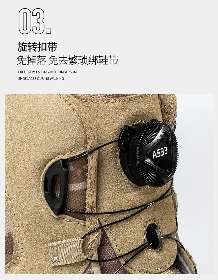 Large Outdoor Training Boots Men's Mountaineering Hiking Boots High Top Rotating Buckle Fashion Camouflage Sports Shoes - Sun Studio