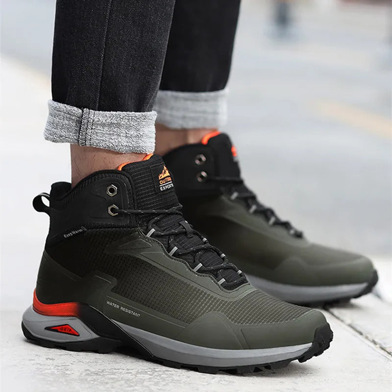 Men Winter Boots Snow Hiking Sneakers Water Resistant Mid Ankle Work Casual Hiker Trekking Outdoor Anti Slip Waterproof Shoes - Sun Studio