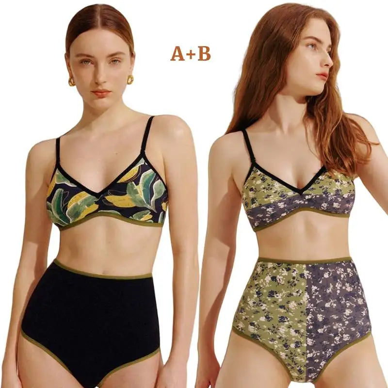 Cikini-Women's Vintage Bikini, Reversible Print, High Waist Swimsuit, Sexy Swimwear, Bathing Suit for Female, New, 2023 - Sun Studio