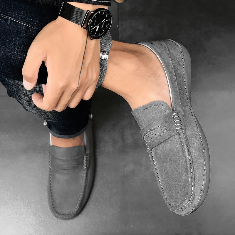 Quality Genuine Leather Shoes Men Loafers Slip On Soft Leather Casual Men Shoes Comfort Driving Shoes Men Flats Walking Footwear - Sun Studio