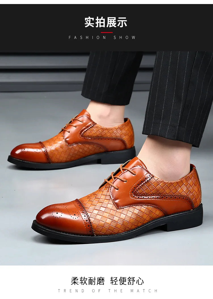Genuine Leather Mens Dress Shoes Black Formal Social Shoe Male Business Wedding Derby for Man Luxury Italian Work Oxford Loafers - Sun Studio