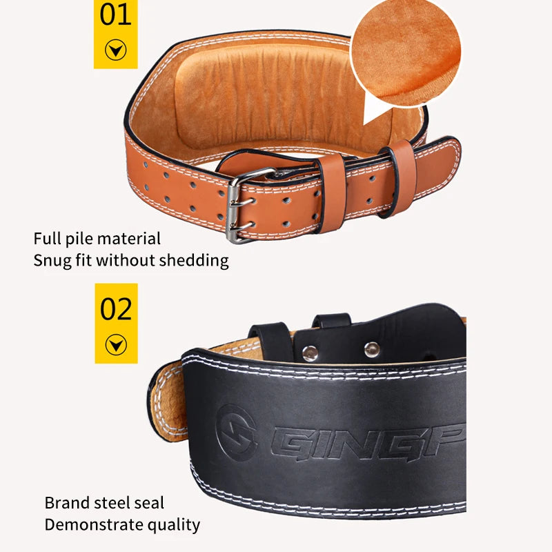 Cowhide Fitness Belt Squat Deadlift Waist Protector Men's Sports Professional Weight Training Protective Gear Weightlifting Belt - Sun Studio