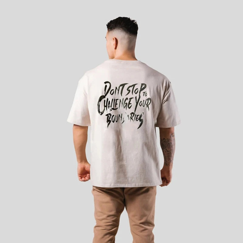 Gym Fitness Shirt Men Running Sport Loose T-shirt Short Sleeve Cotton Tee Tops Summer Male Bodybuilding Training Workout Apparel - Sun Studio