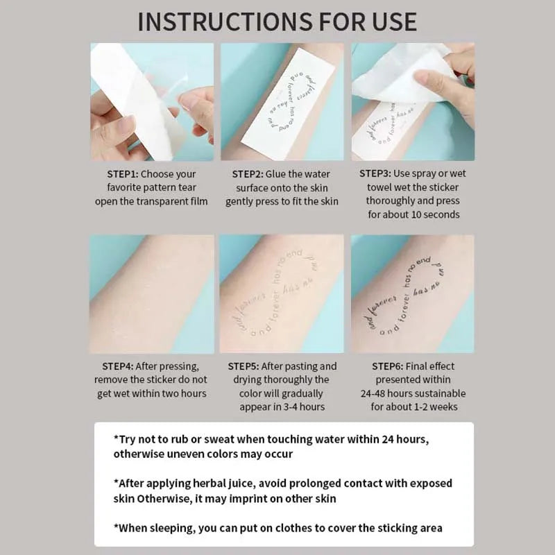 1Pc Handwritten Font Arm Waterproof Temporary Tattoo, Long-Lasting 1-2 Weeks, Realistic Semi-Permanent Fake Tattoo - Sun Studio