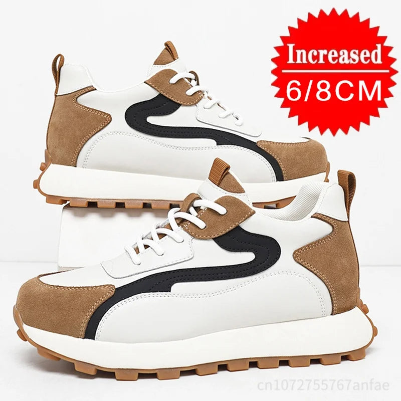 High Quality Flat/6/8 Cm Men Elevator Sneakers Summer Casual Trainers Height Increase Shoes Mesh Student Running Men Lift Shoes - Sun Studio