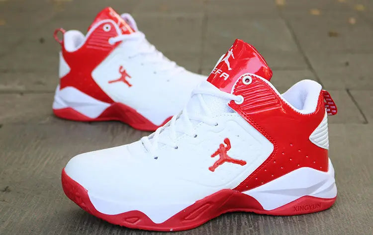 Brand Professional Men's White Red Blue Basketball Shoes Basketball Sneakers Anti-skid High-top Couple Man Basketball Boots - Sun Studio