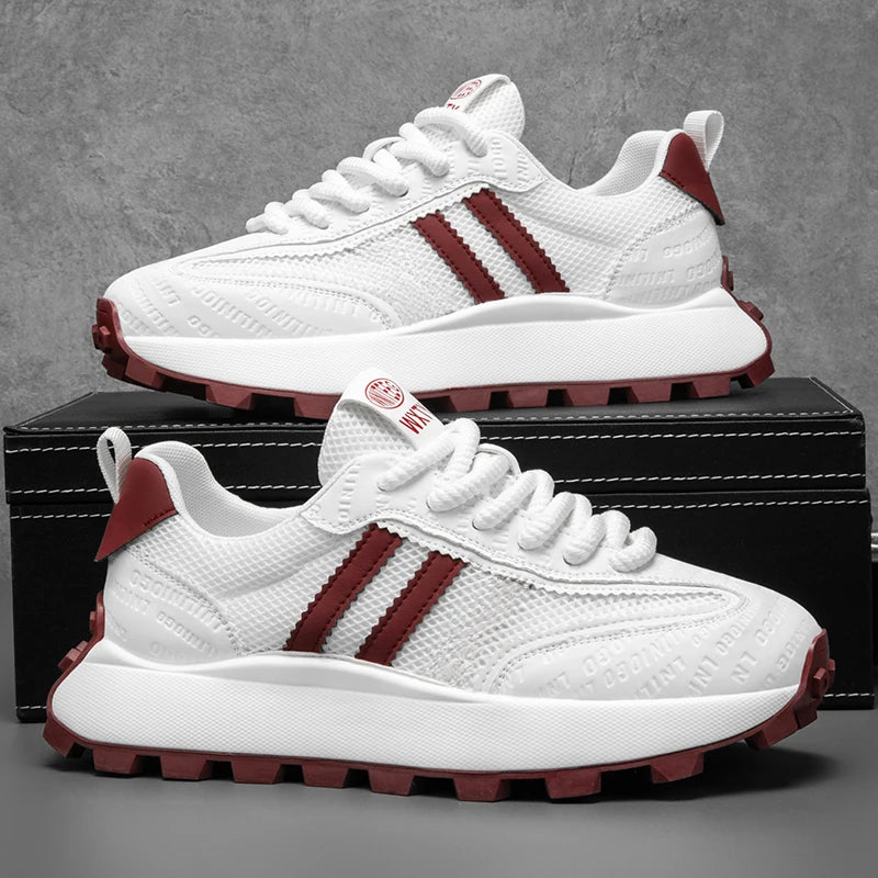 Chunky Sneaker Men Designer Running Shoes Fashion Casual Microfiber Leather Mesh Breathable Height Increased Flat Platform Shoes