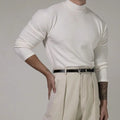 Fitness T-shirt Men's Clothes Spring Autumn Training Suit Threaded Turtleneck Slim Fit Sports Quick Dry Breathable Long Sleeves - Sun Studio