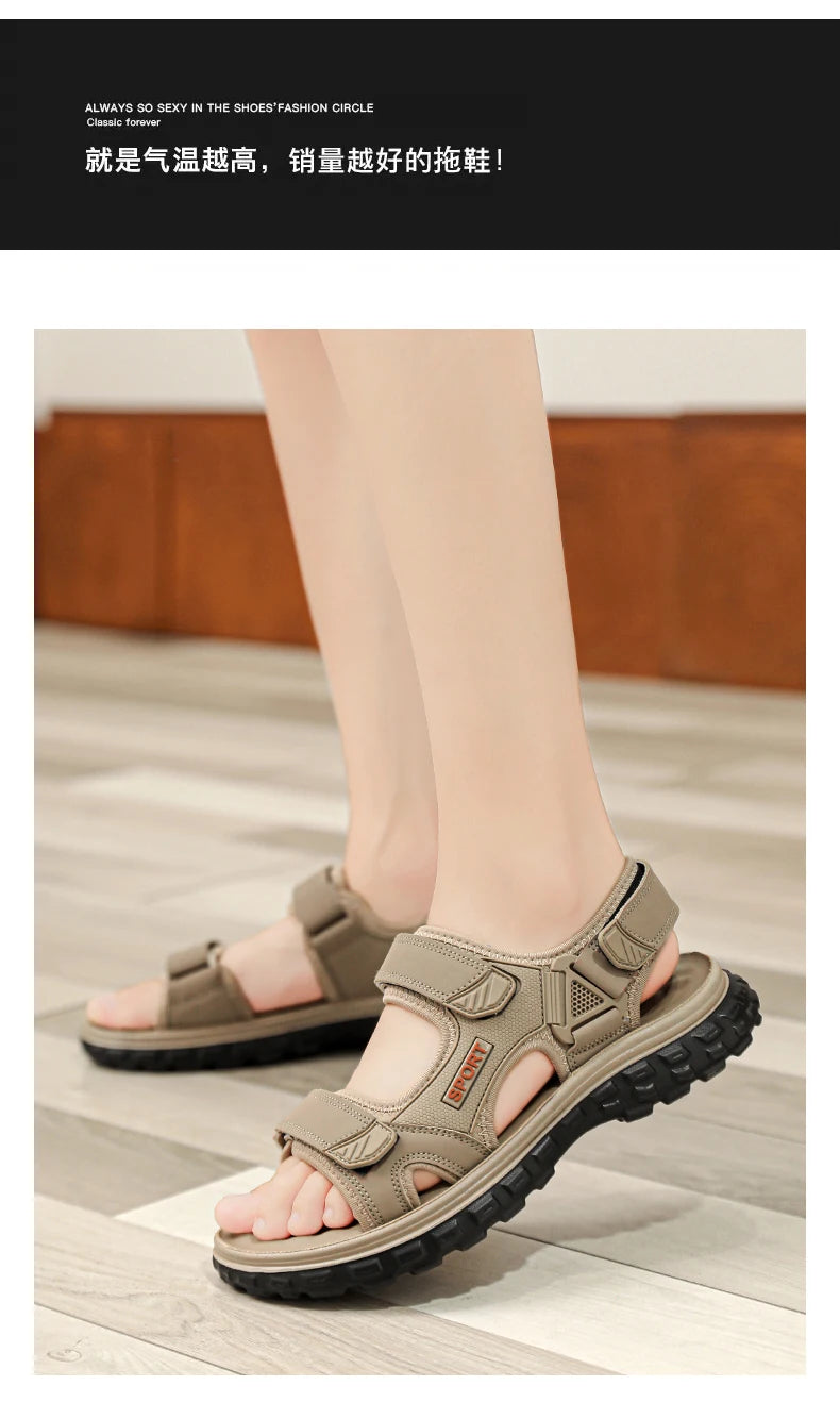 Sandals men summer fashion new style outdoor wear soft sole wear-resistant anti slip anti odor breathable dual-use beach sandals - Sun Studio