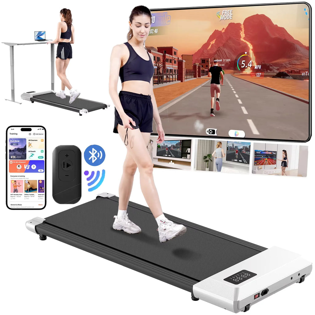 Walking Pad 2 in 1 Under Desk Treadmill, 2.5HP Low Noise Walking Pad Running Jogging Machine with Remote Control for Home Office - Sun Studio