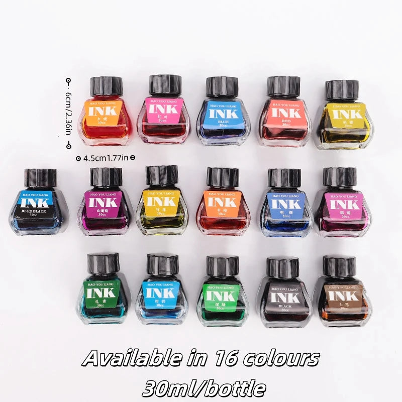30cc Drawink Ink 16 colours Ink Dye Type Non-carbon non-clogging fountain pen ink Coloured ink Fountain pen light colour ink - Sun Studio