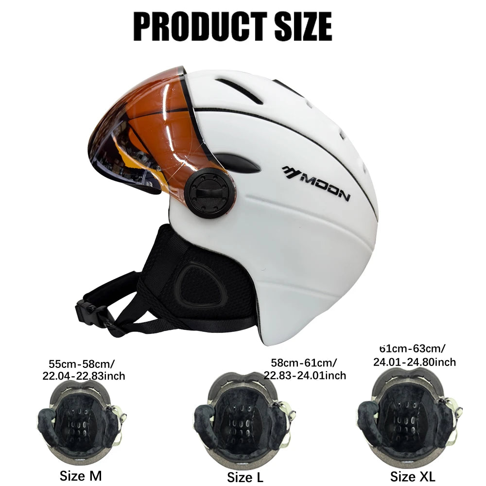 MOON Professional Half-covered Ski Helmet Integrally-molded Sports man women snow Skiing Snowboard Helmets  with Goggles cover - Sun Studio