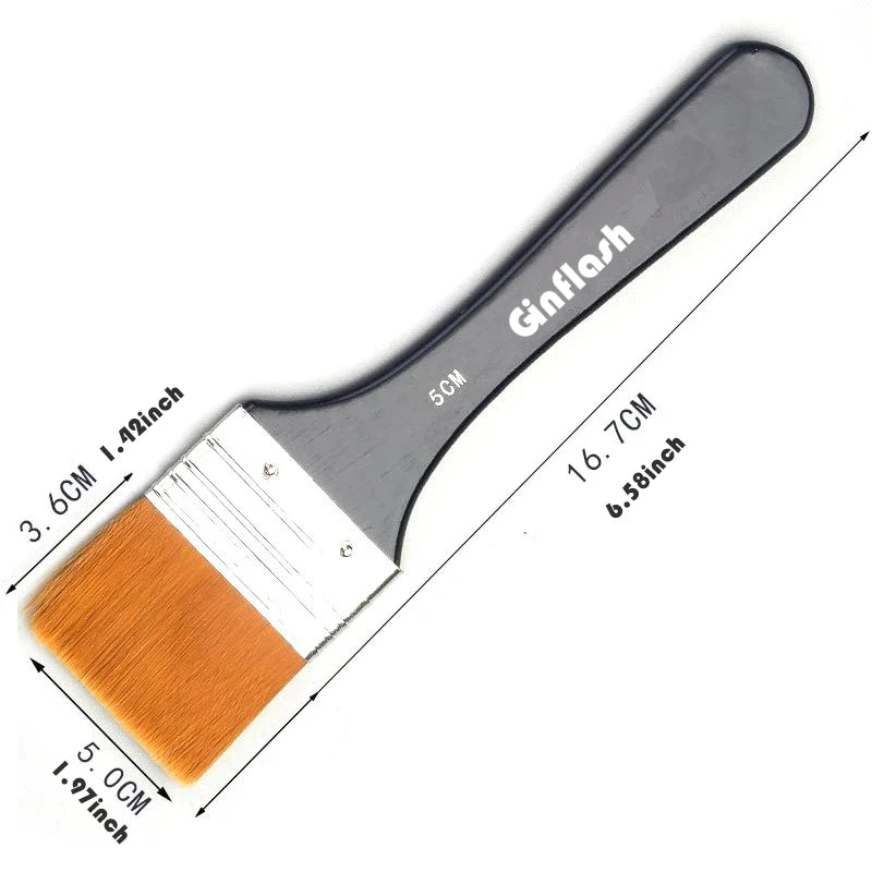 Ginflash 7styles Watercolor oil Art  Paint Brush Nylon Hair painting Art brush Easy To Clean Wooden Cleaning Brush - Sun Studio