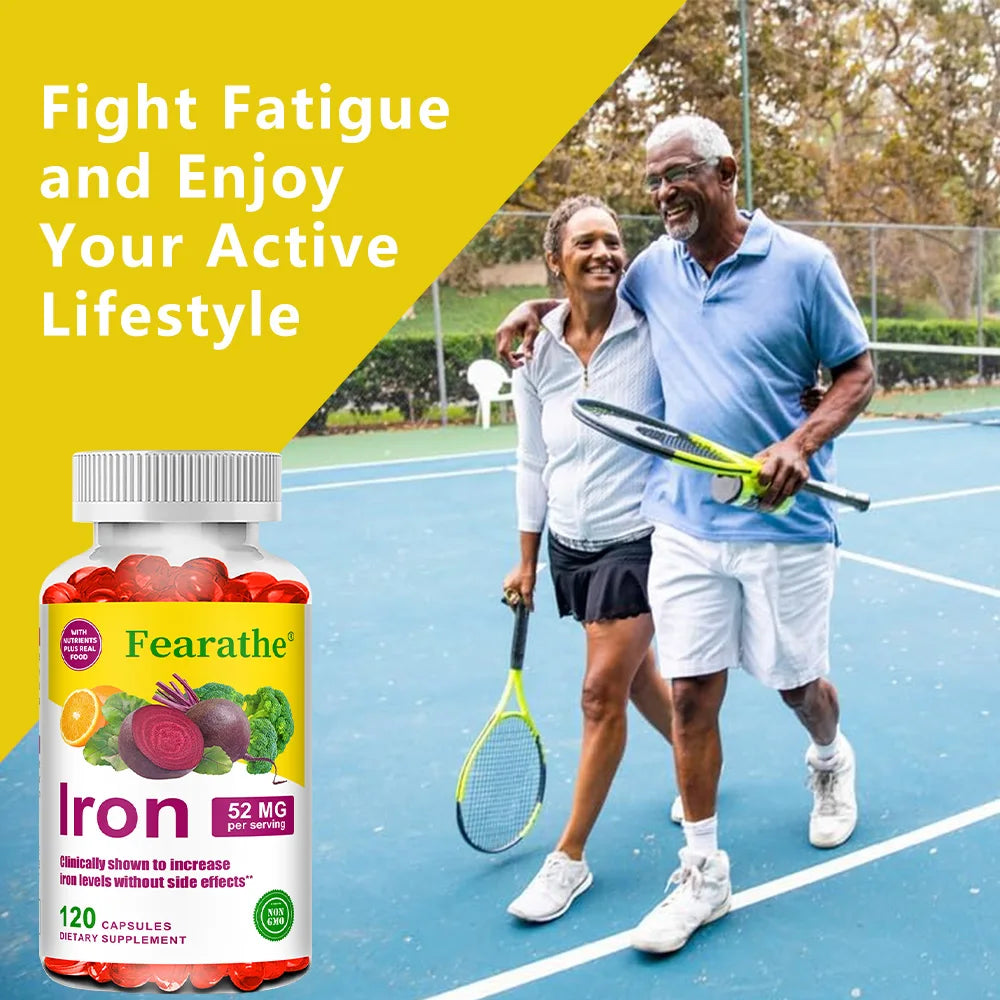 Iron and Vitamin C Supplement - Boosts Energy, Focus, and Immune Function, Supporting Red Blood Cells, Improve Immunity, Non-GMO - Sun Studio