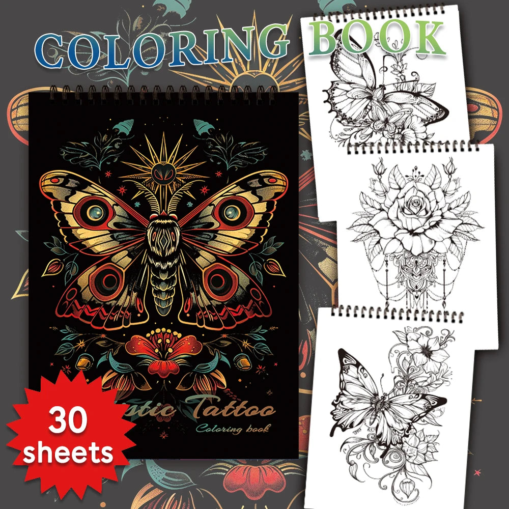 30 Sheets Stress Relief Coloring Book, 11.2x 8.3in,100gsm Thick Paper, Spiral Bound, Halloween Gift, Christmas Gift Option - Sun Studio