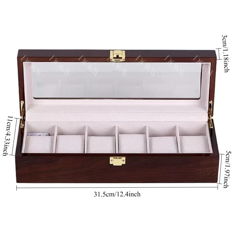 Luxury Wooden Watch Box 1/2/3/5/6/10/12 Grids Watch Organizers 6 Slots Wood Holder Boxes for Men Women  Watches Jewelry Display - Sun Studio