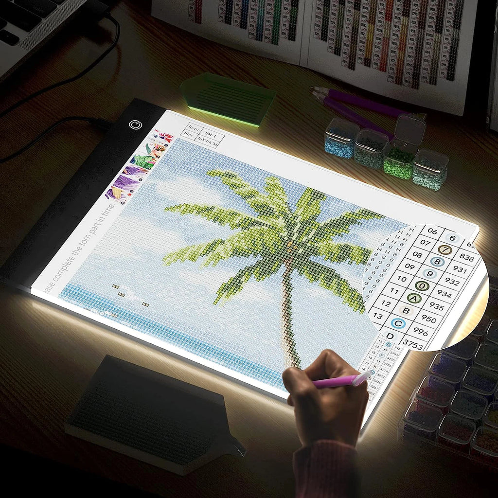 A2/A3/A4/A5 LED Light Pad for Diamond Painting Kits, USB Powered Adjustable Brightness Diamond Art Light Board with Accessorie - Sun Studio