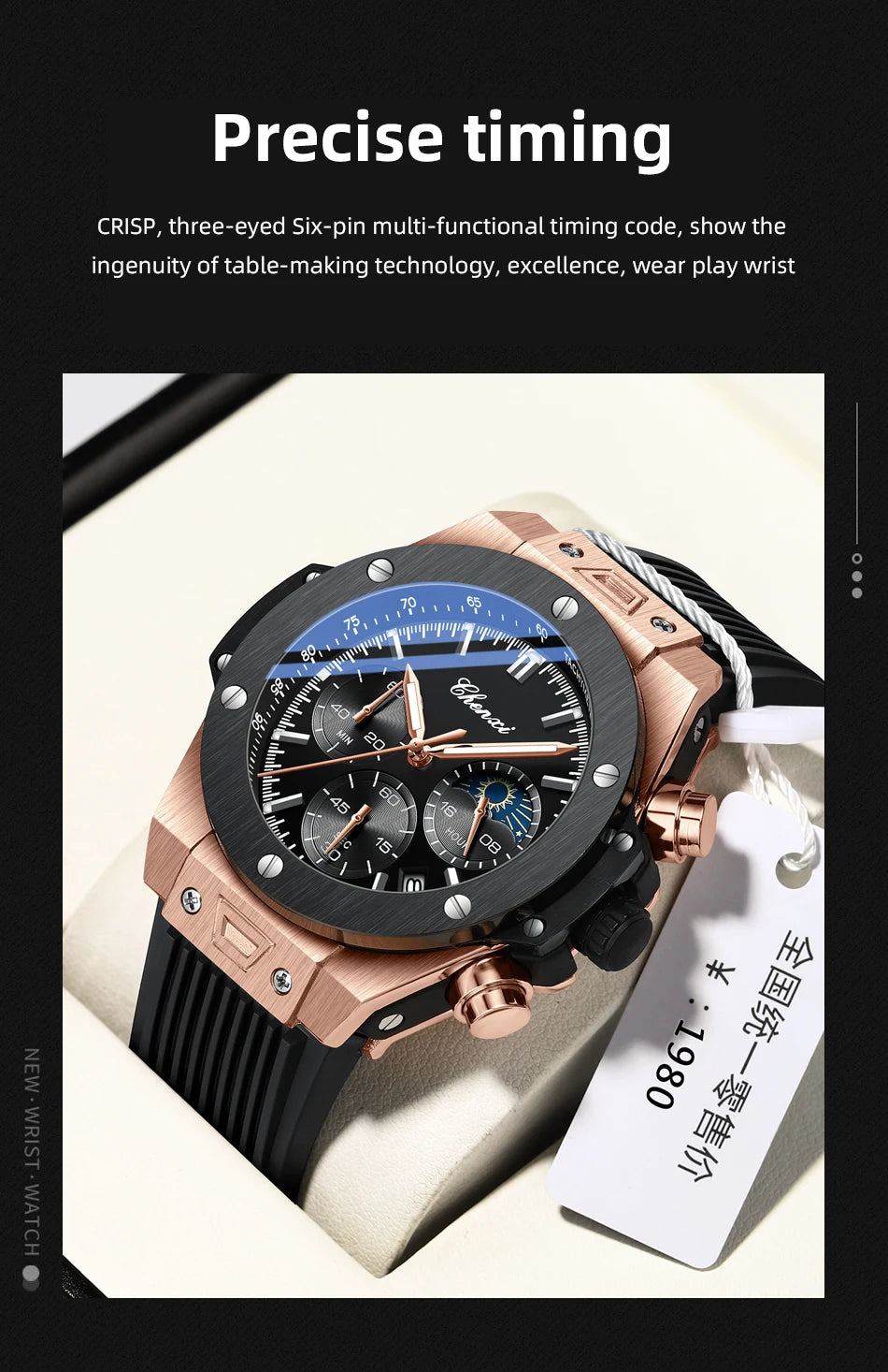 CHENXI Top Brand Luxury Watches for Mens Creative Fashion Luminous Dial with Chronograph Clock Male Casual Wristwatches - Sun Studio