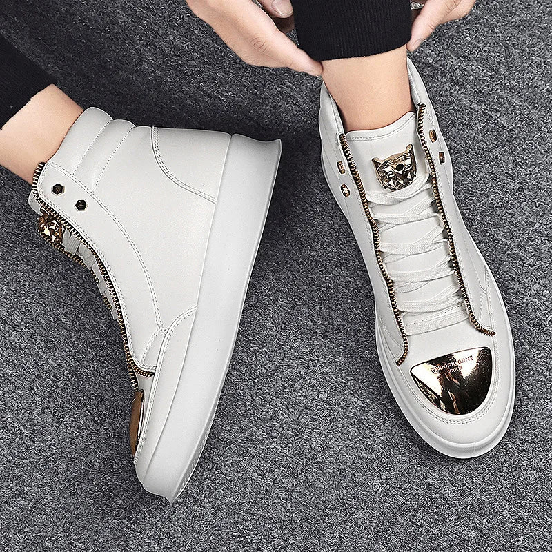 YRZL High Top Casual Shoes Men Sneakers Fashion Skateboard Shoes Leopard Platform Shoe Sport Training Shoes Men's Ankle Boots - Sun Studio